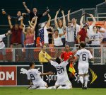 Santino Quaranta celebrates in style after opening his account for the United States at the RFK.